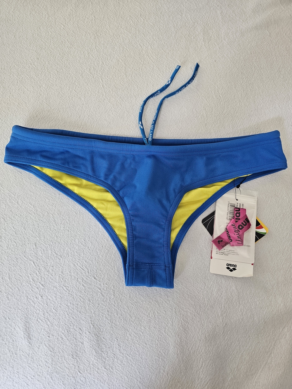 Arena Rulebreaker Unique Brief Bikini Bottoms Pix Blue Yellow Size M NWT